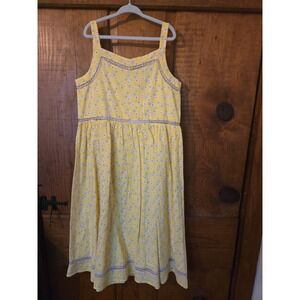 NWT - ROOM SEVEN Yellow Floral Daisy Lace Trim Sleeveless Button Back Dress 12